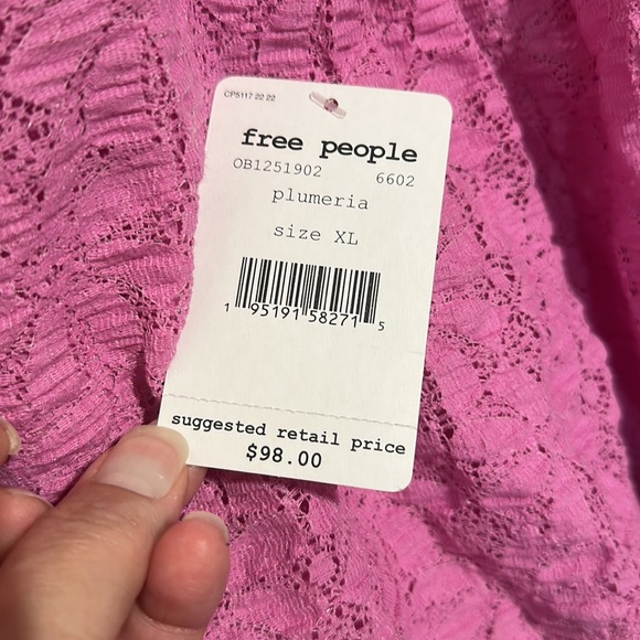 NWT Free People Tea Time Plumeria Boho Cropped Long Puffy Sleeve Shirt Sz XL - Picture 6 of 9